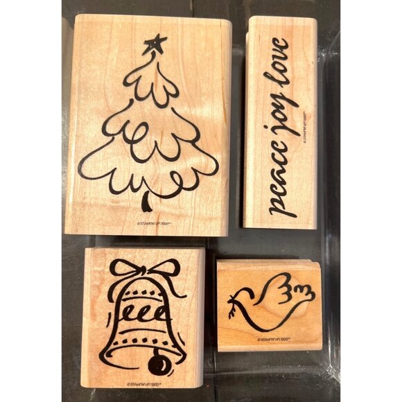 1995 Stampin Up! Christmas Peace Wood Mounted Rubber Stamp Set - Picture 1 of 3